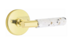 Emtek T-Bar Terrazzo 5209 Select Brass Privacy Leverset with Disk Rosette for Right Handed Doors product
