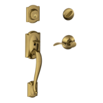 Schlage F60CAMXACCLH Camelot Single Cylinder Handleset with Accent Interior Lever for Left Handed Doors