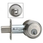 Omnia D9002A Single Cylinder Modern Stainless Steel Auxiliary Deadbolt for 1-3/4 Inch Bore Hole