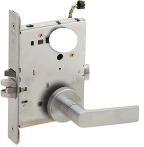Schlage L9092LELEU 01B Electrically Unlocking or Locking Outside Cylinder and Outside Lever Mortise Lock with 01 Lever and B Rose Less Standard Cylinder