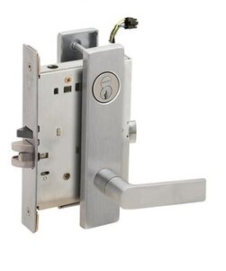 Schlage L9092RELEU 01L RX Electrically Unlocking or Locking Outside Cylinder and Outside Lever Mortise Lock with 01 Lever and L Escutcheon with Full Size Interchangeable Core &amp; RX Switch