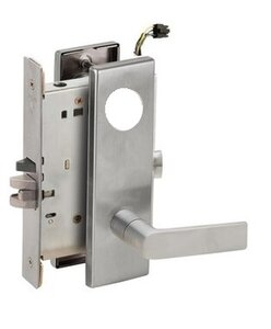 Schlage L9092LELEU 01N Electrically Unlocking or Locking Outside Cylinder and Outside Lever Mortise Lock with 01 Lever and N Escutcheon Less Standard Cylinder