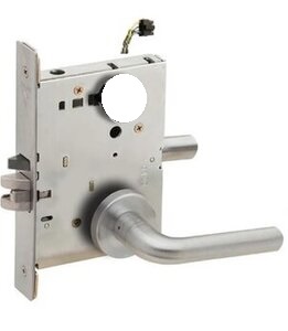 Schlage L9092LELEU 02B Electrically Unlocking or Locking Outside Cylinder and Outside Lever Mortise Lock with 02 Lever and B Rose Less Standard Cylinder