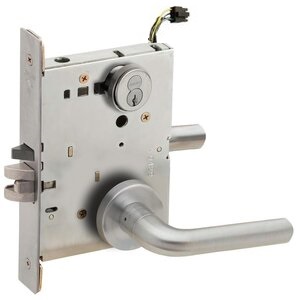 Schlage L9092RELEU 02B RX Electrically Unlocking or Locking Outside Cylinder and Outside Lever Mortise Lock with 02 Lever and B Rose with Full Size Interchangeable Core &amp; RX Switch