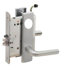Schlage L9092LELEU 02L Electrically Unlocking or Locking Outside Cylinder and Outside Lever Mortise Lock with 02 Lever and L Escutcheon Less Standard Cylinder