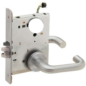 Schlage L9092LELEU 03A Electrically Unlocking or Locking Outside Cylinder and Outside Lever Mortise Lock with 03 Lever and A Rose Less Standard Cylinder