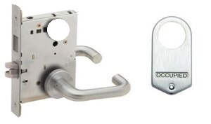 Schlage L9496L 03A Privacy with Deadbolt and Occupancy Indicator Mortise Lock with 03 Lever and A Rose Less Standard Cylinder