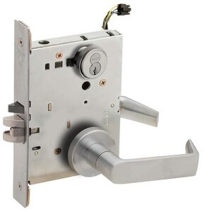 Schlage L9092RELEU 06B RX Electrically Unlocking or Locking Outside Cylinder and Outside Lever Mortise Lock with 06 Lever and B Rose with Full Size Interchangeable Core &amp; RX Switch
