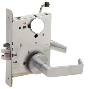Schlage L9092LELEU 06B RX Electrically Unlocking or Locking Outside Cylinder and Outside Lever Mortise Lock with 06 Lever and B Rose Less Standard Cylinder with RX Switch
