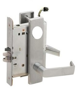 Schlage L9092LELEU 06L Electrically Unlocking or Locking Outside Cylinder and Outside Lever Mortise Lock with 06 Lever and L Escutcheon Less Standard Cylinder