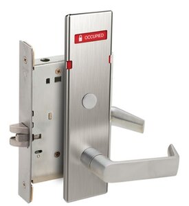 Schlage L9040 06N OSOCC Bath/Bedroom Privacy Mortise Lock with 06 Lever and N Escutcheon with Outside Occupied/Vacant Indicator