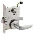 Schlage L9092PELEU 07B RX Electrically Unlocking or Locking Outside Cylinder and Outside Lever Mortise Lock with 07 Lever and B Rose with RX Switch