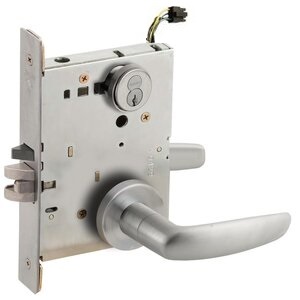 Schlage L9092RELEU 07A RX Electrically Unlocking or Locking Outside Cylinder and Outside Lever Mortise Lock with 07 Lever and A Rose with Full Size Interchangeable Core &amp; RX Switch
