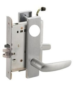 Schlage L9092LELEU 07L RX Electrically Unlocking or Locking Outside Cylinder and Outside Lever Mortise Lock with 07 Lever and L Escutcheon Less Standard Cylinder with RX Switch