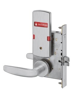 Schlage L9040 07B OSOCC Bath/Bedroom Privacy Mortise Lock with 07 Lever and B Rose with Outside Occupied/Vacant Indicator