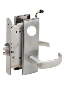 Schlage L9092LELEU 17N Electrically Unlocking or Locking Outside Cylinder and Outside Lever Mortise Lock with 17 Lever and N Escutcheon Less Standard Cylinder