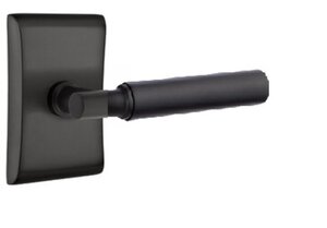 Emtek T-Bar Smooth 5211 Select Brass Privacy Leverset with Neos Rosette for Right Handed Doors