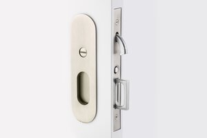 Emtek 2165 Narrow Oval Privacy Pocket Door Mortise Lock for 1-5/8" Thick Doors