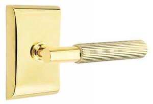 Emtek T-Bar Straight Knurled 5051 SD Select Brass Single Dummy Lever with Neos Rosette for Left Handed Doors