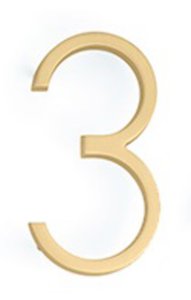 Emtek 2833 Modern 7 Inch Brass House Number "3"
