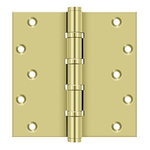Deltana DSB66BB Ball Bearing 6 Inch x 6 Inch Solid Brass Full Mortise Hinge with Square Corners (Sold in Pairs)