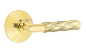 Emtek T-Bar Straight Knurled 5057 SD Select Brass Single Dummy Lever with Modern Rosette for Left Handed Doors