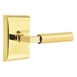 Emtek L-Square Faceted 5051 SD Select Brass Single Dummy Lever with Neos Rosette for Left Handed Doors