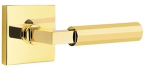 Emtek L-Square Faceted 5210 Select Brass Privacy Leverset with Square Rosette for Left Handed Doors