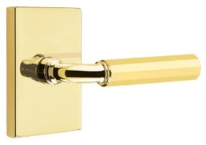 Emtek R-Bar Faceted 5052 SD Select Brass Single Dummy Lever with Modern Rectangular Rosette for Right Handed Doors