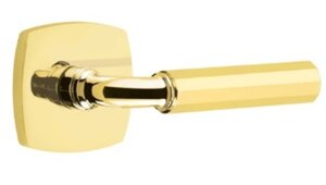 Emtek R-Bar Faceted 5306 SD Select Brass Single Dummy Lever with Urban Modern Rosette for Right Handed Doors