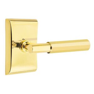 Emtek T-Bar Faceted 5051 Select Brass Full Dummy Leverset with Neos Rosette