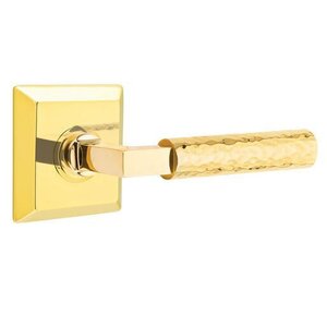 Emtek L-Square Hammered 8531 SD Select Brass Single Dummy Lever with Quincy Rosette for Left Handed Doors