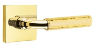 Emtek R-Bar Hammered 5110 Select Brass Passage Leverset with Square Rosette for Left Handed Doors