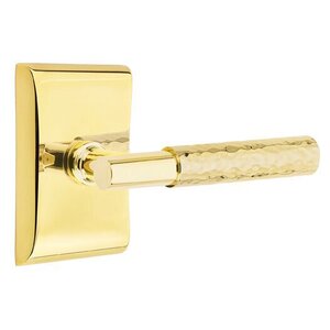 Emtek T-Bar Hammered 5051 SD Select Brass Single Dummy Lever with Neos Rosette for Left Handed Doors