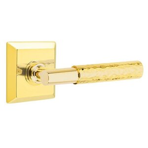 Emtek T-Bar Hammered 8131 Select Brass Passage Leverset with Quincy Rosette for Left Handed Doors