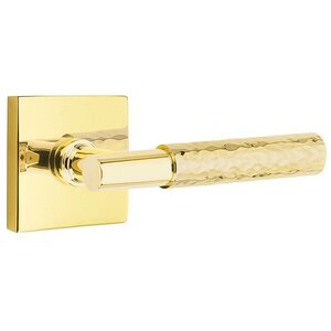 Emtek T-Bar Hammered 5110 Select Brass Passage Leverset with Square Rosette for Left Handed Doors