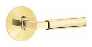 Emtek L-Square Smooth 5057 SD Select Brass Single Dummy Lever with Modern Rosette for Left Handed Doors