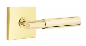 Emtek T-Bar Smooth 5050 SD Select Brass Single Dummy Lever with Square Rosette for Left Handed Doors