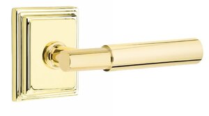 Emtek T-Bar Smooth 8561 Select Brass Full Dummy Leverset with Wilshire Rosette
