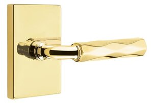 Emtek R-Bar Tribeca 5052 Select Brass Full Dummy Leverset with Modern Rectangular Rosette