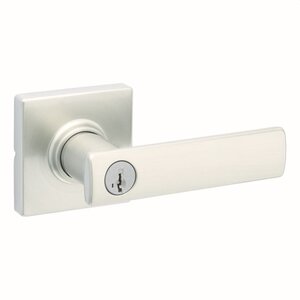 Kwikset 405BRNL SQT SMT Breton Keyed Entry Leverset with Square Rosettes with SmartKey