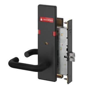 Schlage L9040 03N OSOCC Bath/Bedroom Privacy Mortise Lock with 03 Lever and N Escutcheon with Outside Occupied/Vacant Indicator