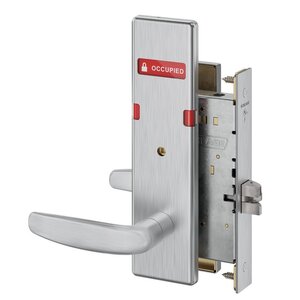 Schlage L9040 07N OSOCC Bath/Bedroom Privacy Mortise Lock with 07 Lever and N Escutcheon with Outside Occupied/Vacant Indicator