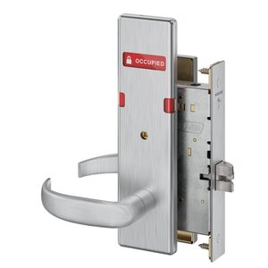 Schlage L9040 17N OSOCC Bath/Bedroom Privacy Mortise Lock with 17 Lever and N Escutcheon with Outside Occupied/Vacant Indicator
