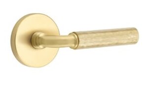 Emtek R-Bar Hammered 5059 SD Select Brass Single Dummy Lever with Disk Rosette for Left Handed Doors