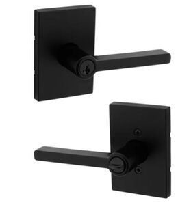 Kwikset 740HFL RCT SMT Halifax Keyed Entry Leverset with Rectangular Rosettes with SmartKey