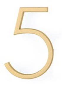 Emtek 2835 Modern 7 Inch Brass House Number "5"