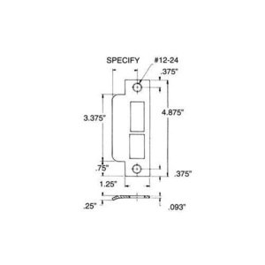 Baldwin 6339.L158 Left Handed Extended Lip Mortise Strike for Latch &amp; Deadbolt Function for 2.5 Inch Backsets