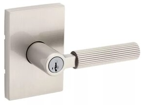 Kwikset 740MAL RCT SMT Mirada Reeded Pattern Keyed Entry Leverset with Rectangular Rose with SmartKey