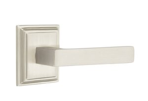 Emtek Dumont 8161 Brass Modern Passage Leverset with Wilshire Rosette for Left Handed Doors